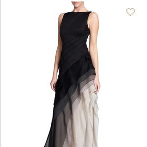 NWT LONG RUFFLED HALSTON DRESS